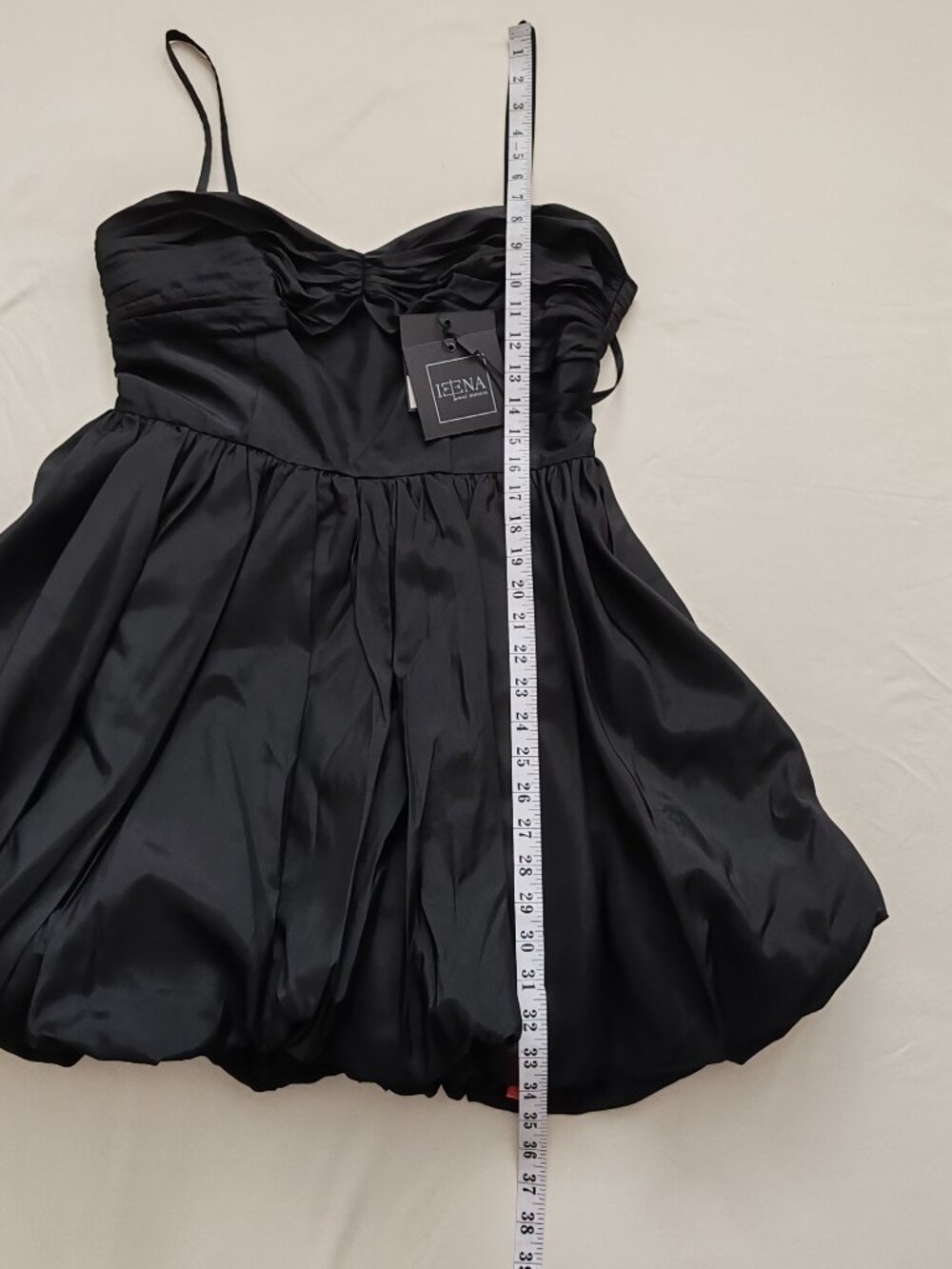 NWT IEENA for Mac Duggal Black Ruched Sweetheart Bubble Hem Mini Cocktail Dress - Picture 10 of 16